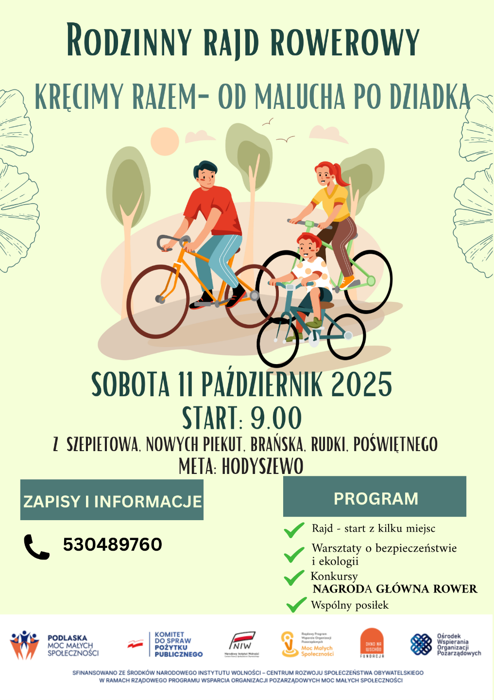 Rodzinny Rajd Rowerowy  „Kręcimy razem – od malucha po dziadka”